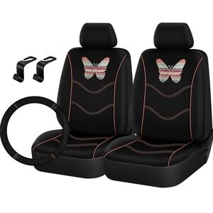 5Piece Car Seat Cover Polyester Butterfly - Universal Fit, Air Bag Safe